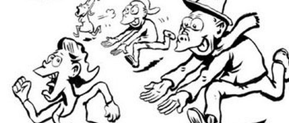 "Was wäre aus dem kleinen Aylan geworden, wenn er überlebt hätte?", heißt es in der Karikatur, die "Charlie Hebdo" zeigt. Die Antwort: "Ein Hinterngrapscher in Deutschland".