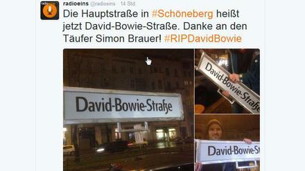 Radio Eins twitterte dieses Bild von der Aktion am Abend.