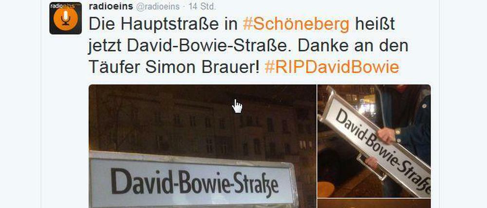 Radio Eins twitterte dieses Bild von der Aktion am Abend.