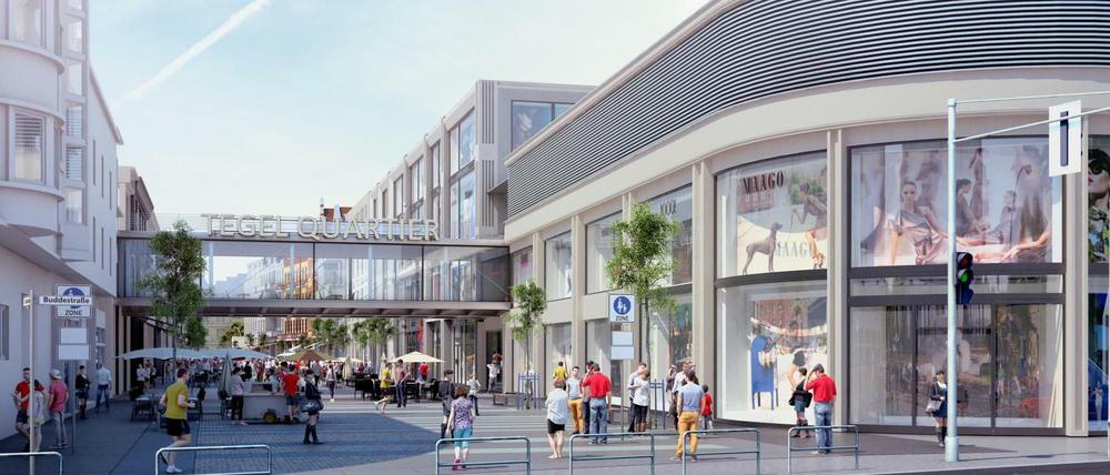 Neues in Alt-Tegel. Das Bild zeigt die geplante Gestaltung an der Gorki-, Ecke Buddestraße, aber nicht den Karstadt-Standort. 