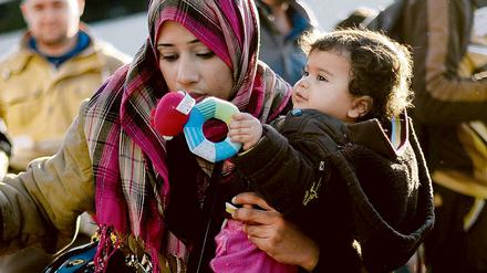 Ankommende Flüchtlinge in Lehrte.