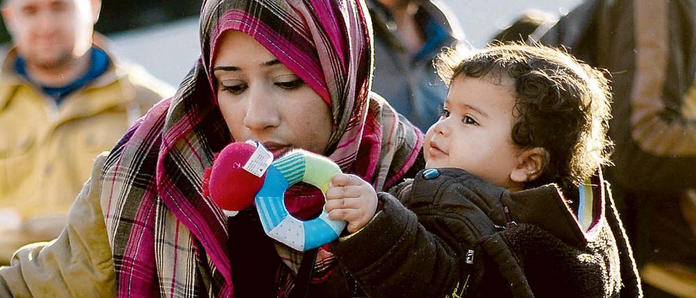 Ankommende Flüchtlinge in Lehrte.