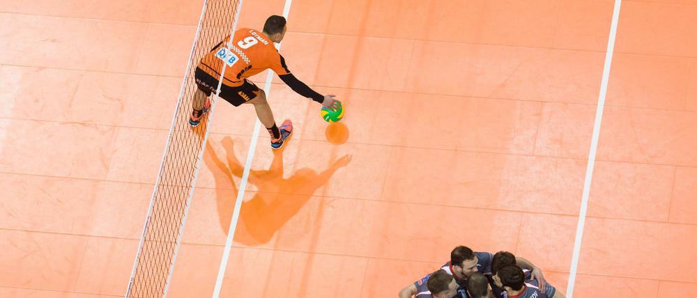 Unglücklicher ging es kaum. Paul Lotman von den Volleys fischt nach dem Ball, Belgograd feiert.