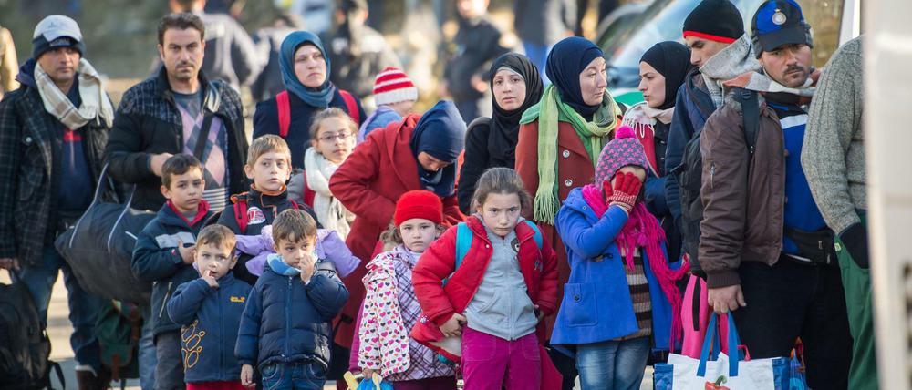 Flüchtlinge an der deutsch-österreichischen Grenze.