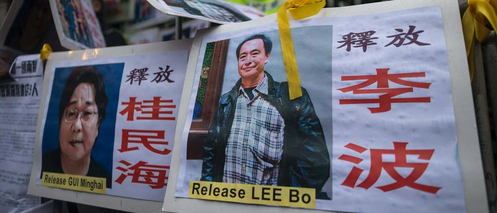 Proteste gegen das Verschwinden der Verleger Gui Minhai und Lee Bo in Hongkong am 10. Januar.