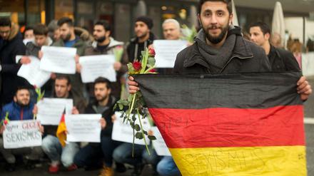 Syrische Flüchtlinge am Wochenende bei einer Demonstration gegen Sexismus in Würzburg