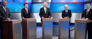 Alte Elefantenrunde. Vor der Landtagswahl in Baden-Württemberg 2011 trafen sich die Spitzenkandidaten in einem SWR-Fernsehstudio zum Meinungsaustausch. In diesem Jahr sorgt die Ausladung der AfD für Diskussionen. 
