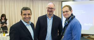 Eine Hand in der Spendierhosentasche: SPD-Fraktionschef Raed Saleh, Parteichef Jan Stöß und der Regierende Bürgermeister Michael Müller (v.l.) bei der Fraktionsklausur in Jena.
