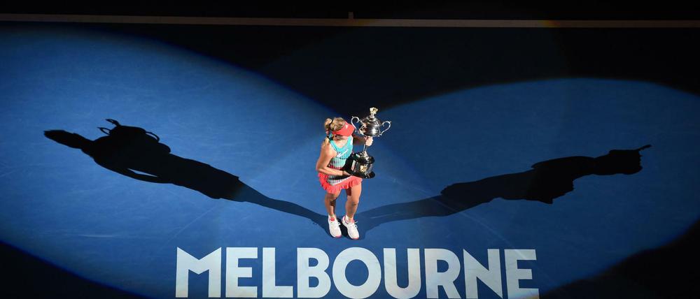 Angelique Kerber feiert ihren Sieg bei den Australian Open.