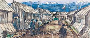 Leben wie der Teufel in Südfrankreich. Das Lager von Gurs, 1941 von Leo Breuer aquarelliert. 