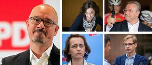 Empörung ist menschlich und Politiker sind Menschen, aber muss es immer gleich so viel sein? Im Uhrzeigersinn: SPD-Landeschef Jan Stöß, Grünen-Fraktionsvorsitzende Ramona Pop, Innensenator Frank Henkel, MdB Stefan Liebich und AfD-Europaabgeordnete Beatrix von Storch