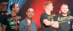 Im Zentrum des Erfolgs. Bob Hanning beim Empfang der Handball-Nationalmannschaft in der Max-Schmeling-Halle. 