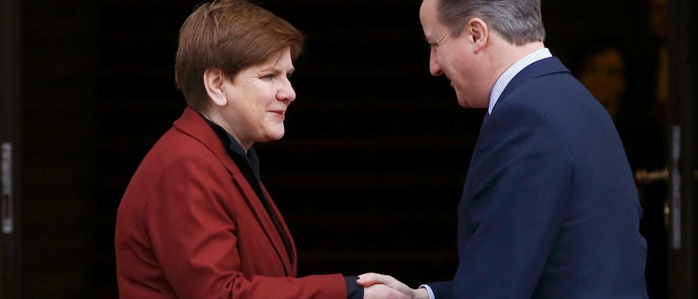 Die polnische Regierungschefin Beata Szydlo und ihr britischer Amtskollege David Cameron bei ihrem Treffen in Warschau am vergangenen Freitag.