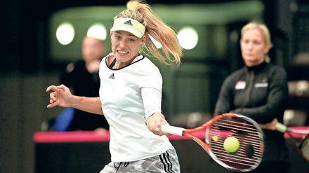 Bereit für die nächsten Schläge. Angelique Kerber trainiert in Leipzig für die Fed-Cup-Partie gegen die Schweiz.