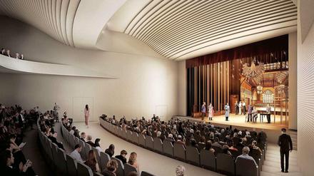 Nach dem Entwurf des Architekten Jan Kleihues für den Investor Cells Bauwelt entstünde ein unterirdischer Theatersaal mit 670 Plätzen im bisherigen Hof des Ku'damm-Karrees.