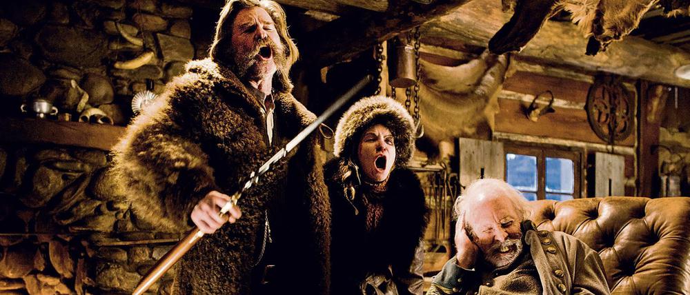 Kurt Russell, Jennifer Jason Leigh und Bruce Dern in "The Hateful 8". 