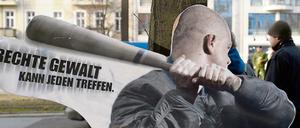 "Rechte Gewalt kann jeden treffen" steht auf einem Aufsteller in Berlin (Archivfoto aus dem Jahr 2009) . 