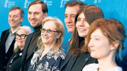 Die Jury: Nick James, Brigitte Lacombe, Lars Eidinger, Meryl Streep, Clive Owen, Małgorzata Szumowska und Alba Rohrwacher (v. l.).