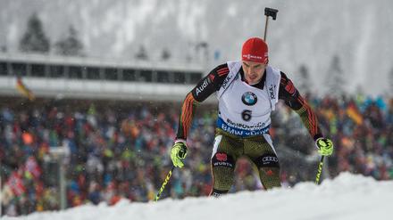 Arnd Peiffer beim Biathlon-Weltcup in der Chiemgau Arena in Ruhpolding.