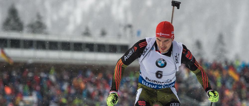 Arnd Peiffer beim Biathlon-Weltcup in der Chiemgau Arena in Ruhpolding.