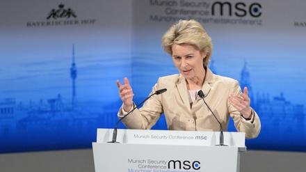 Bundesverteidigungsministerin Ursula von der Leyen vor einem Jahr bei der 51. Sicherheitskonferenz.