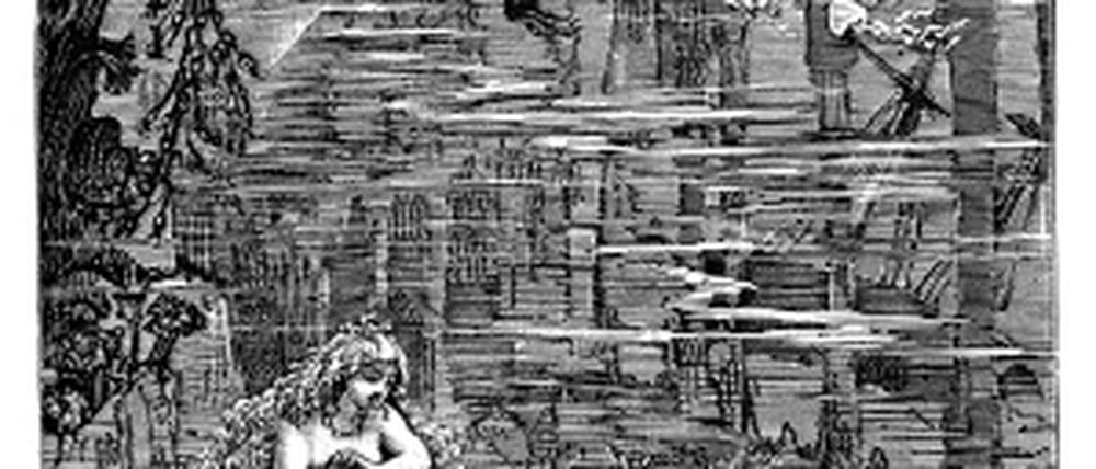 Die Meerjungfrau und der Seemann. Eine Illustration zu einem Gedicht von Thomas Hood,1870 von Duncan P. Walker