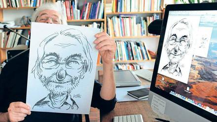 Der Karikaturist Klaus Stuttmann mit einem Selbstporträt.