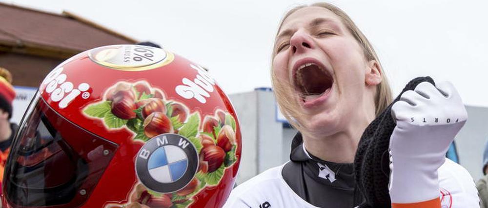 Schrei der Freude. Tina Hermann bejubelt ihren Sieg in Innsbruck.