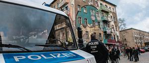 Polizeieinsatz in der Rigaer Straße. 