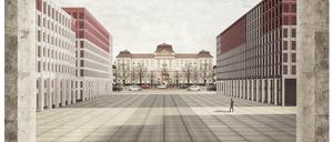 Ein Entwurf von Giorgio Granatiero und Lou Hofmann (TU München), im Hintergrund die einstige Hochschule für Musik an der Fasanenstraße.