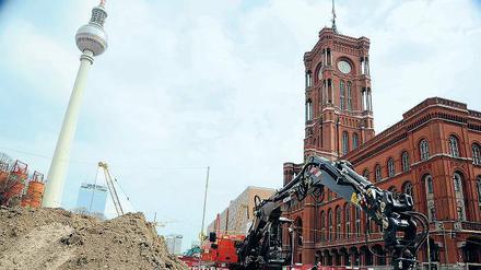 Raum für Ideen. Bauarbeiten vor dem Roten Rathaus. 