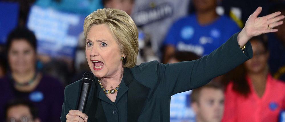 Hillary Clinton am Vorabend der Vorwahl bei einer Wahlkampfveranstaltung in Las Vegas, Nevada, USA.