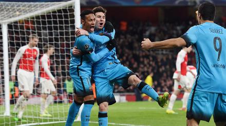 Lionel Messi (mi.) war gegen Arsenal der überragende Mann auf dem Platz.
