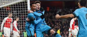 Lionel Messi (mi.) war gegen Arsenal der überragende Mann auf dem Platz.