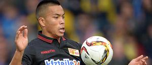 Booby Wood traf beim Hinspiel in Karlsruhe zum 2:0.