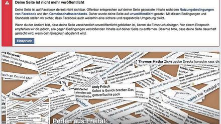 Gegen die Gemeinschaftsstandards von Facebook? Das soziale Netzwerk hat die Seite "Perlen aus Freital" gesperrt