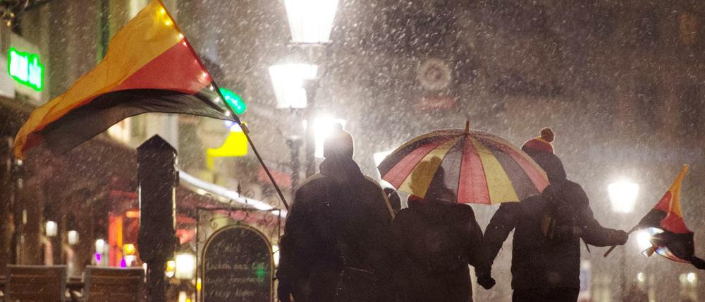 Pegida-Anhänger am Montag in Dresden.