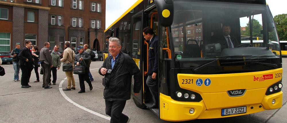 Der Übeltäter vom Model "Citea LLE" des belgisch-niederländischen Herstellers VDL auf dem Betriebshof der BVG in Berlin-Wedding.