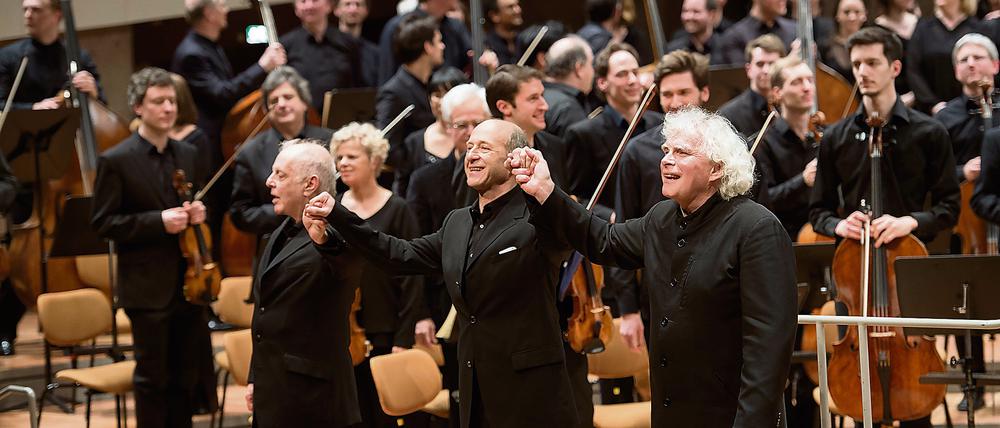 Begeistert gefeiert: Sir Simon Rattle, Iván Fischer und Daniel Barenboim (v.re.)