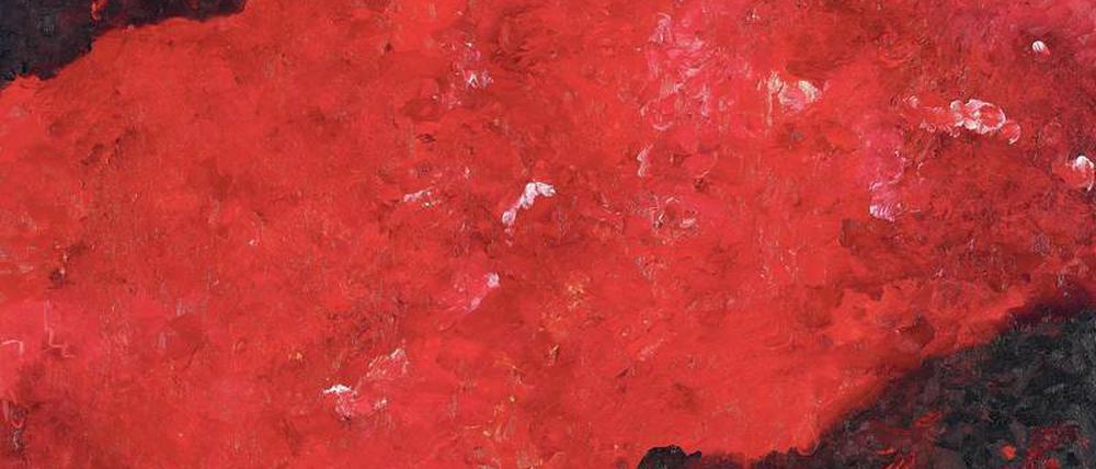 Farbgewitter. Das Gemälde „Rotes Bild, 12-12-15“ aus Armandos aktueller Produktion ist im Kunstverein zu sehen.