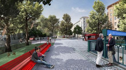 Rote Ruhezone. Neue Bänke und einen durchgängigen Grünzug vom Südkreuz bis zum Park am Gleisdreieck.