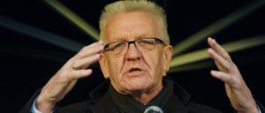 Der baden-württembergische Ministerpräsident Winfried Kretschmann (Grüne) bei einer Wahlkampfveranstaltung in Heidenheim