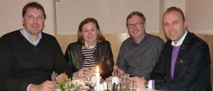 Die liberalen Wahlkämpfer in Steglitz-Zehlendorf: Kay Ehrhardt, Mathia Specht-Habbel, Rolf Breidenbach und Sebastian Czaja (v.l.n.r.)