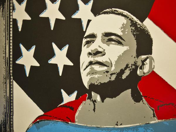 Comic-Fan seit Kindertagen: US-Präsident Barack Obama - hier auf dem Plakat "Superman Obama" des Künstlers Mr. Brainwash.