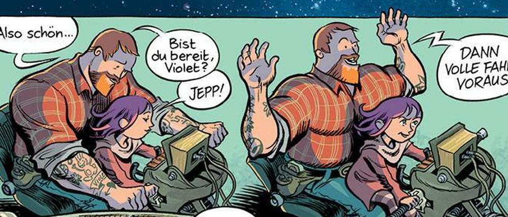 Nächster Halt Deutschland. Eine Szene aus Craig Thompsons "Weltraumkrümel".