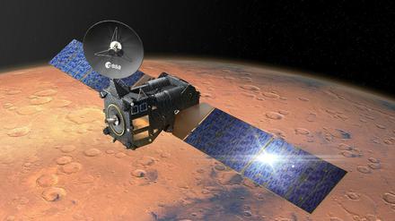 Spuren von Leben? Der "Trace Gas Orbiter" der Mission Exomars soll Spurengase in der Marsatmosphäre analysieren, vor allem Methan. Dieses Gas ist in kleinsten Mengen in der Atmosphäre vorhanden und könnte biologischen Ursprungs sein.