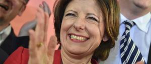 Großer Jubel bei der SPD und ihrer Ministerpräsidentin in Rheinland-Pfalz: Malu Dreyer (SPD) feiert in Mainz die Ergebnisse der ersten Hochrechnungen.