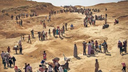 Flucht. Tausende Syrer überqueren die Grenze nach Irak. Eine Aufnahme von Lynsey Addario nahe dem Übergang Sahela in der nordirakischen Provinz Dahuk, August 2013.