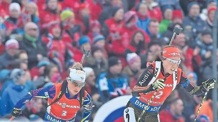 Alleine vorn. Laura Dahlmeier kommt mit einem ganzen Medaillensatz aus Oslo zurück: Sie gewann Gold, Silber und Bronze. 