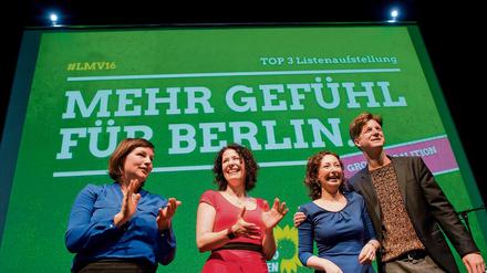 Das Spitzenqaurtett der Grünen Antje Kapek, Bettina Jarasch, Ramona Pop und Daniel Wesener wurde am Samstag von den Parteimitgliedern gewählt.